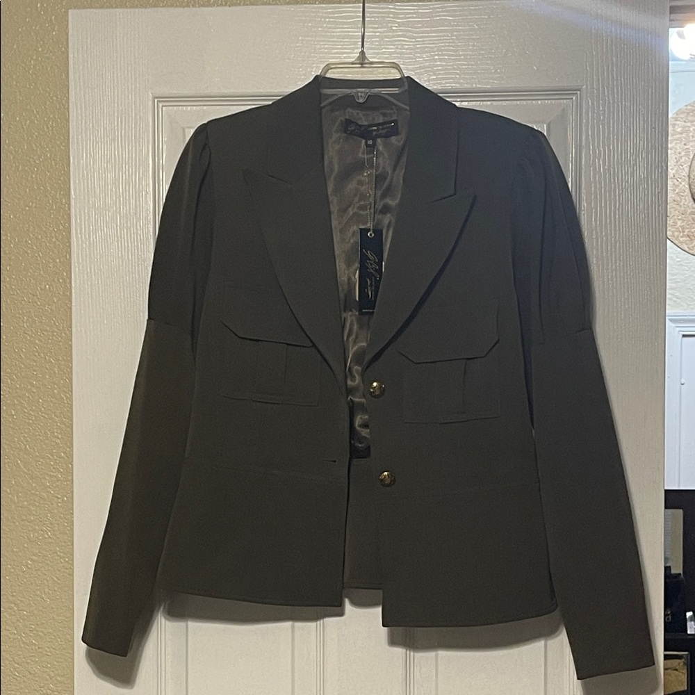 ABS Luxury Collection Olive Green Structured Blazer